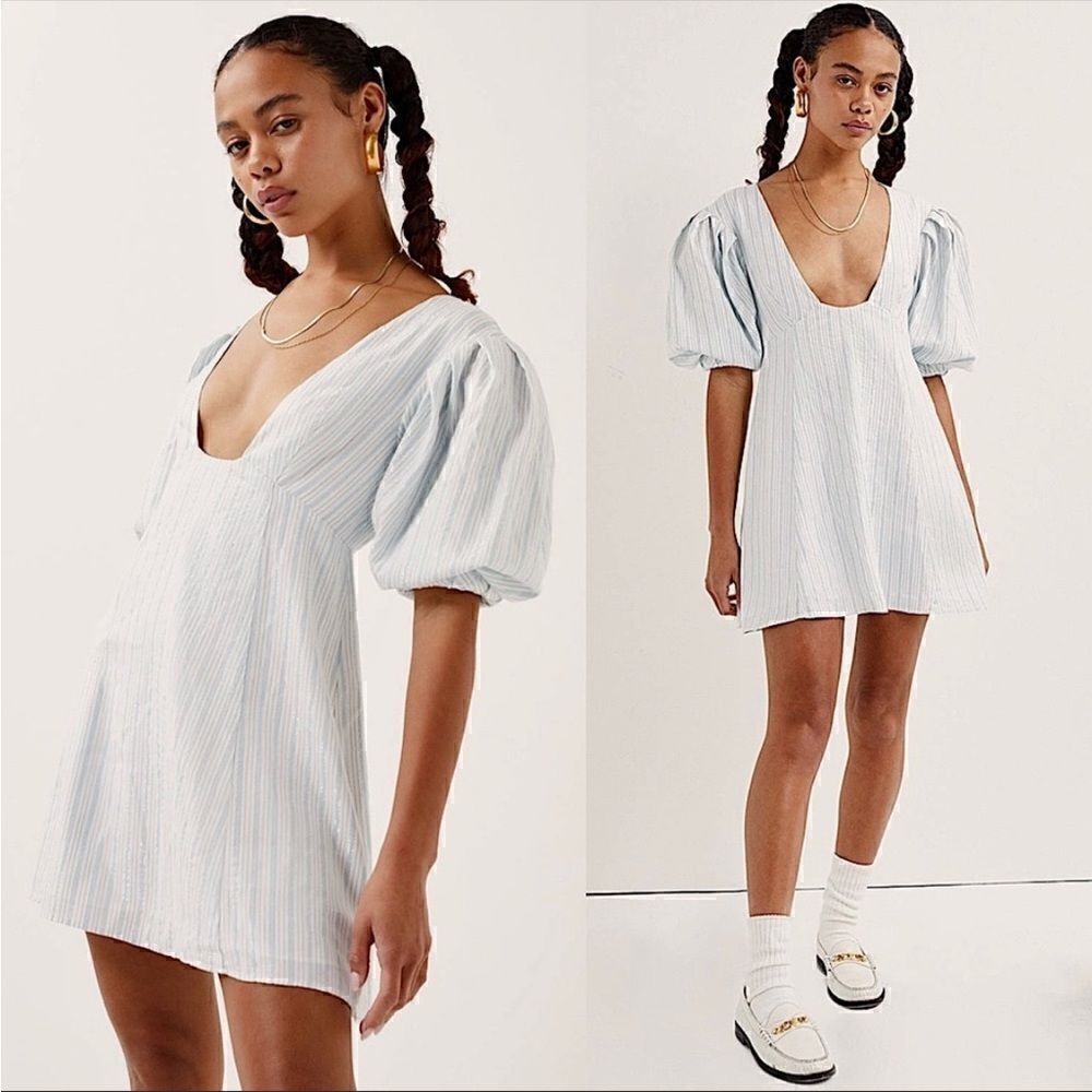 For Love & Lemons Leslie Mini Dress Blue Size M